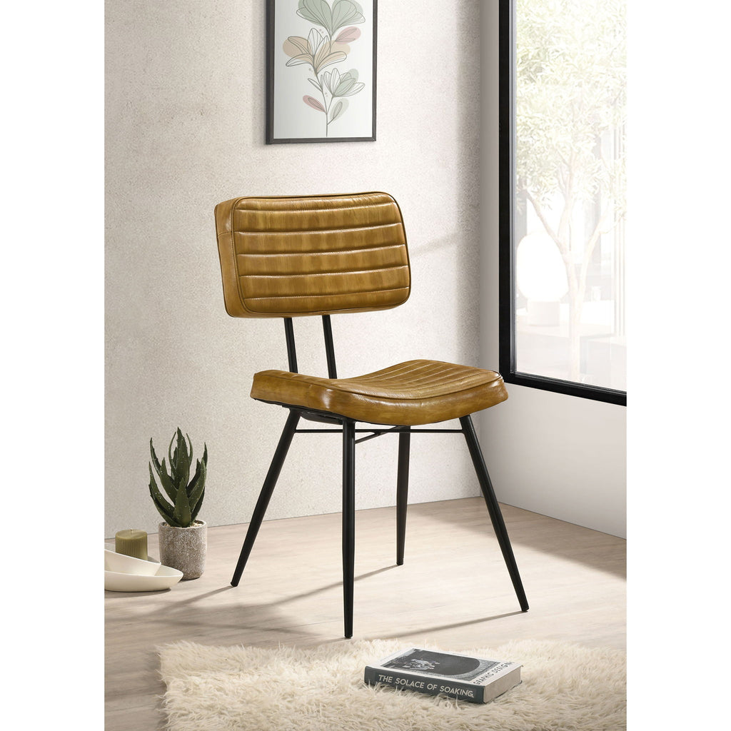 Tufted Side Chairs Upholstery And Tapered Legs (Set of 2) - Camel