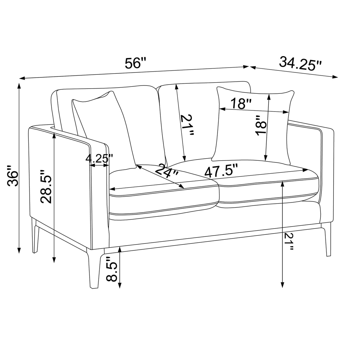 Saba - Cushion Back Loveseat With Pillow Top Arms - Light Gray