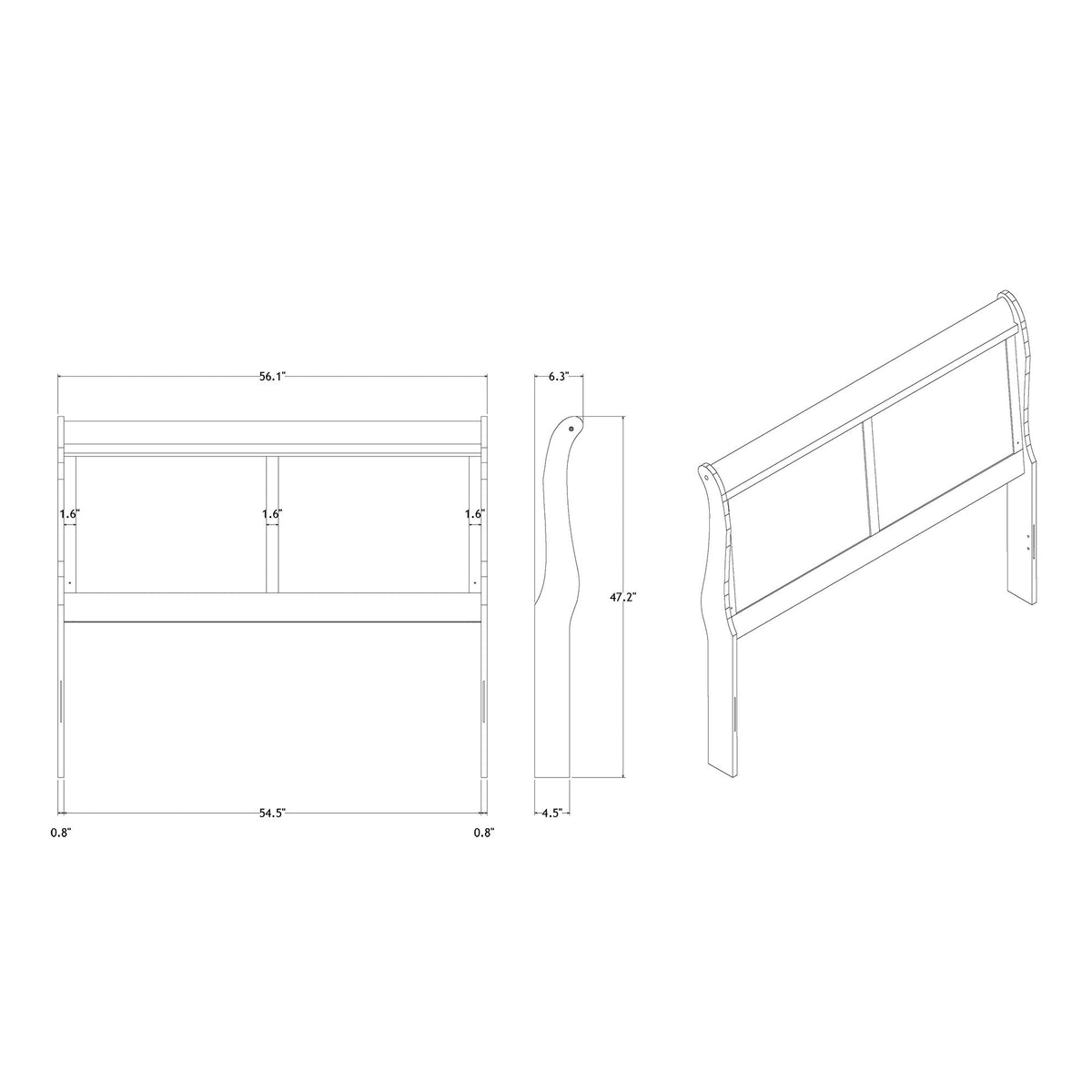 Charlston - Modern Sleigh Design Bed With LED