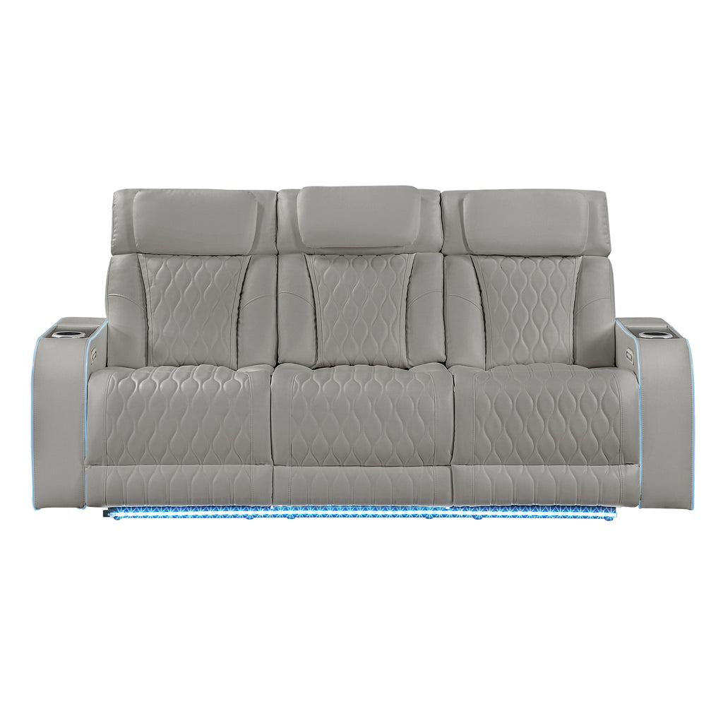 Electra - Power Reclining Sofa With Power Headrests, Drop Down Table, Reading Light, Massage, LED Lighting And USB Control