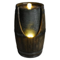 Rustic Barrel Water Fountain With LED Light