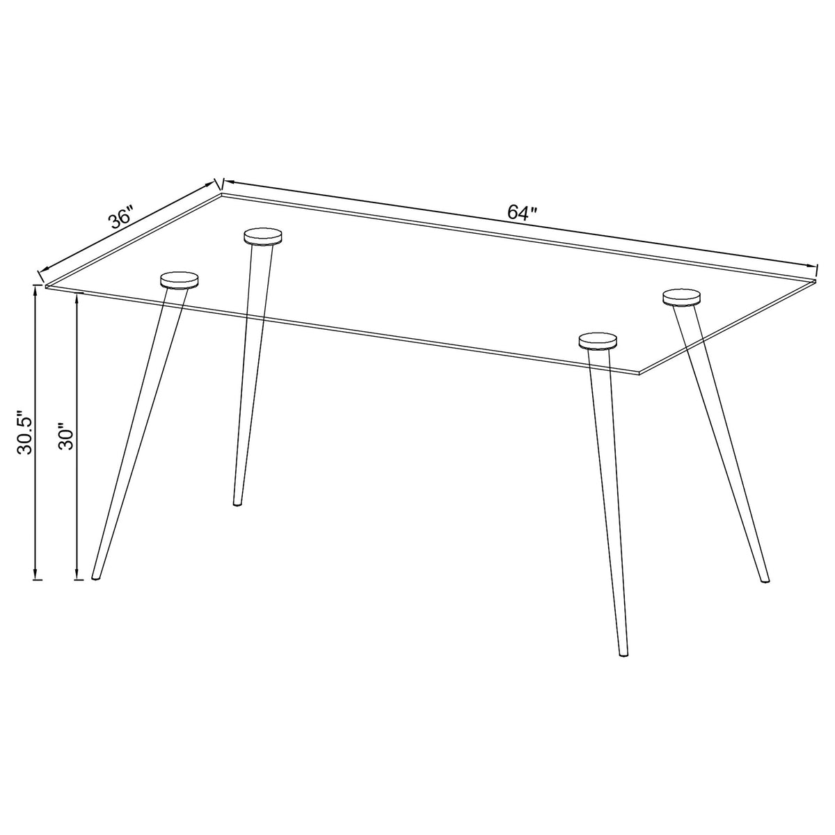 Vendas - Rectangular Glass Top Dining Table - Chrome