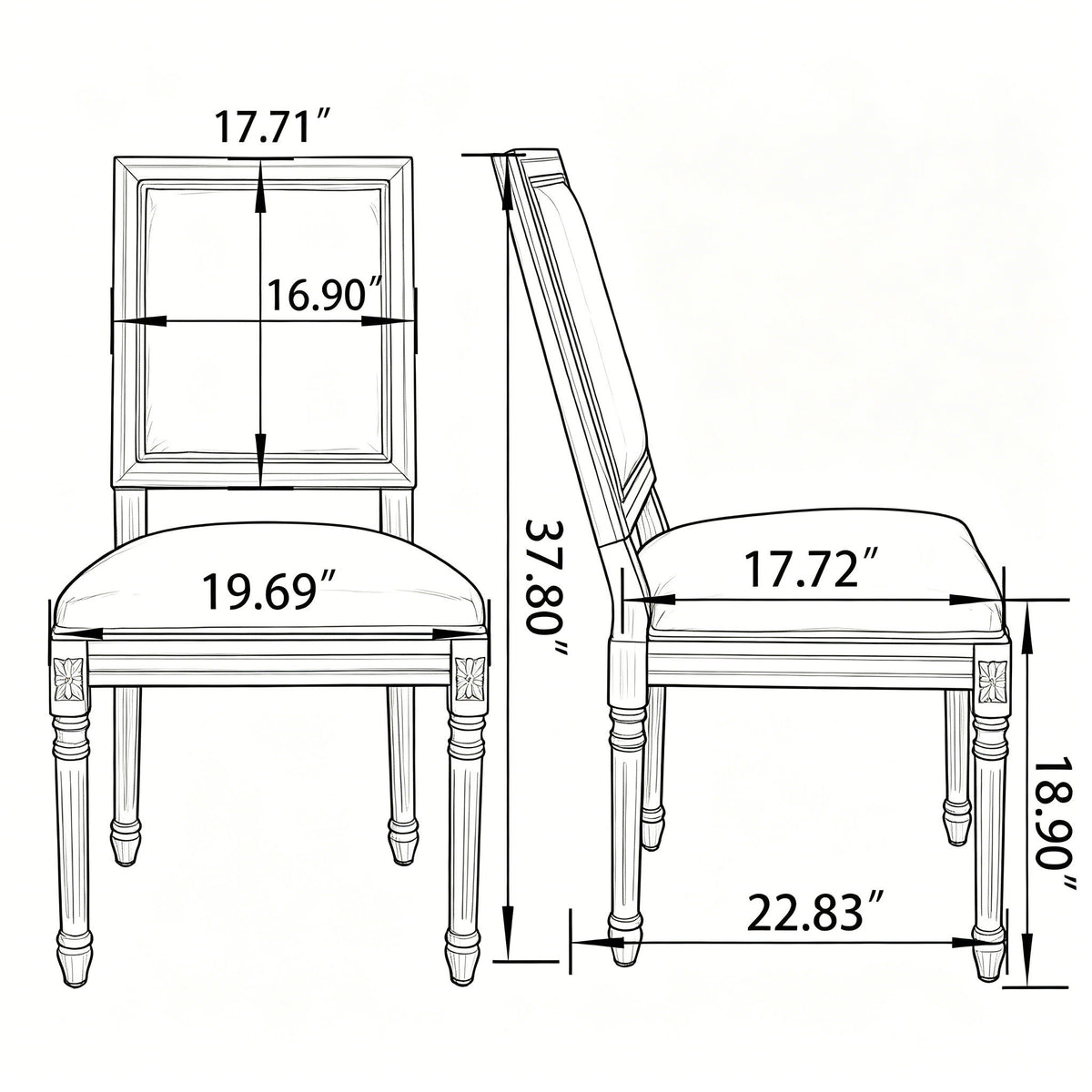 Dining Chairs With Upholstered Square Back (Set of 2)