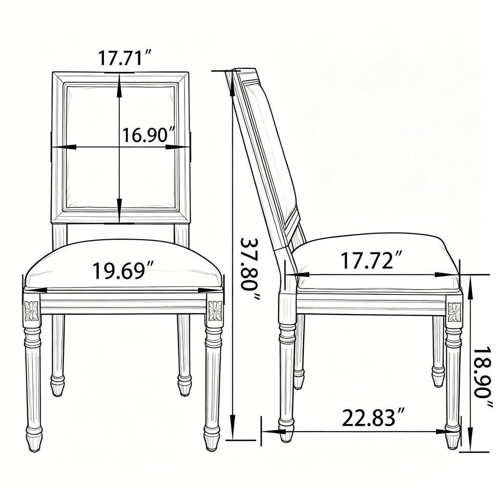Dining Chairs With Square Back (Set of 2)