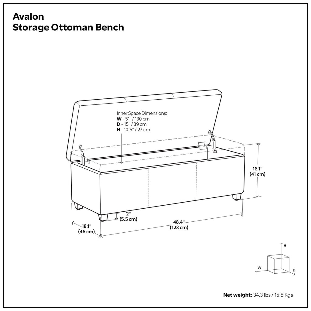 Avalon - Contemporary Storage Ottoman Bench