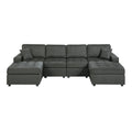 Sectional Sofa Set RAF & LAF Chaise, Tufted Couch Living Room - Gun Ash