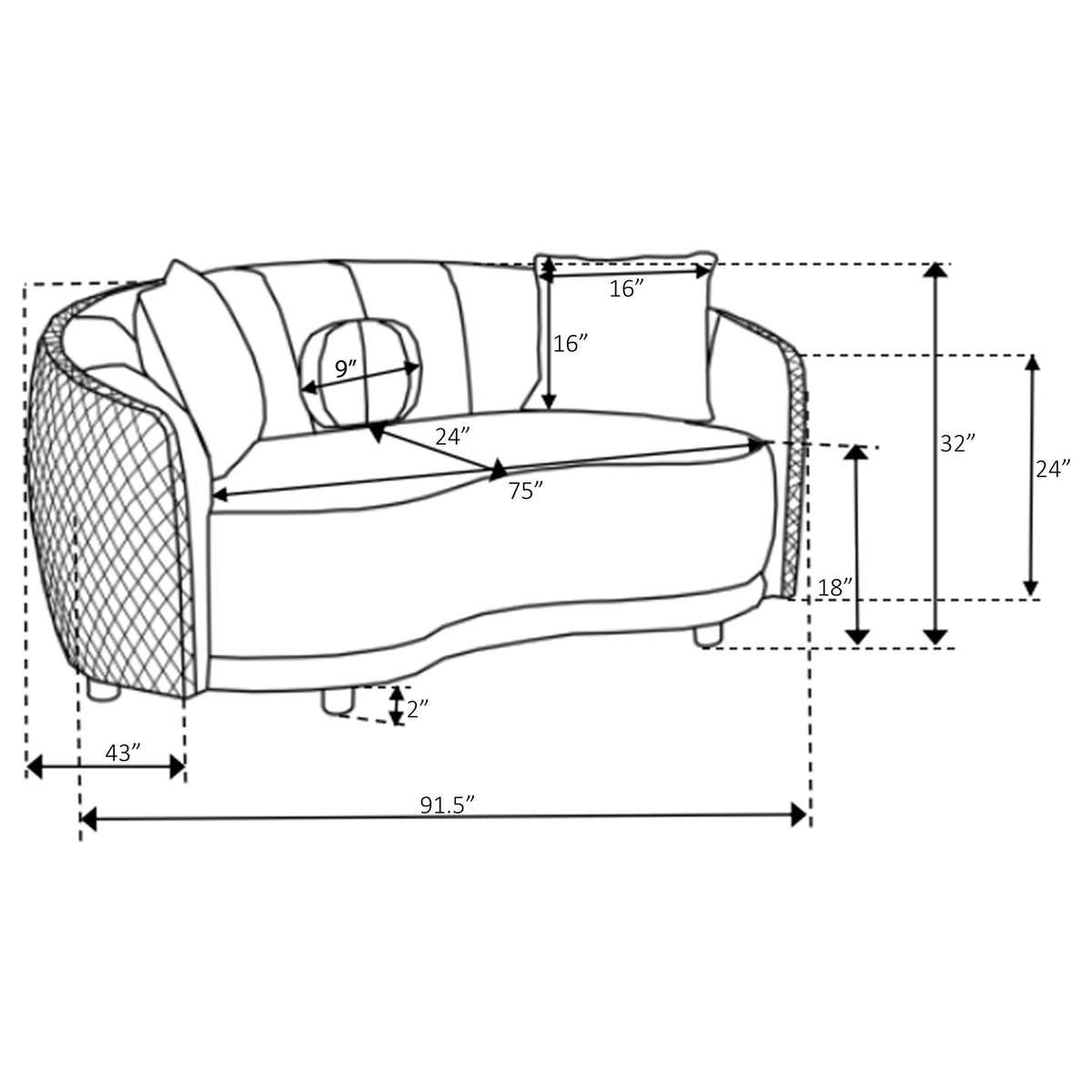 Lorraine - 2 Piece Upholstered Sofa Set With Tufting Trim - Dark Gray