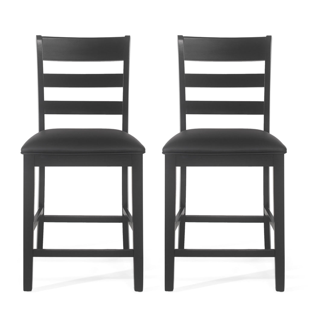 Farmhouse Upholstered Wood Counter Stools