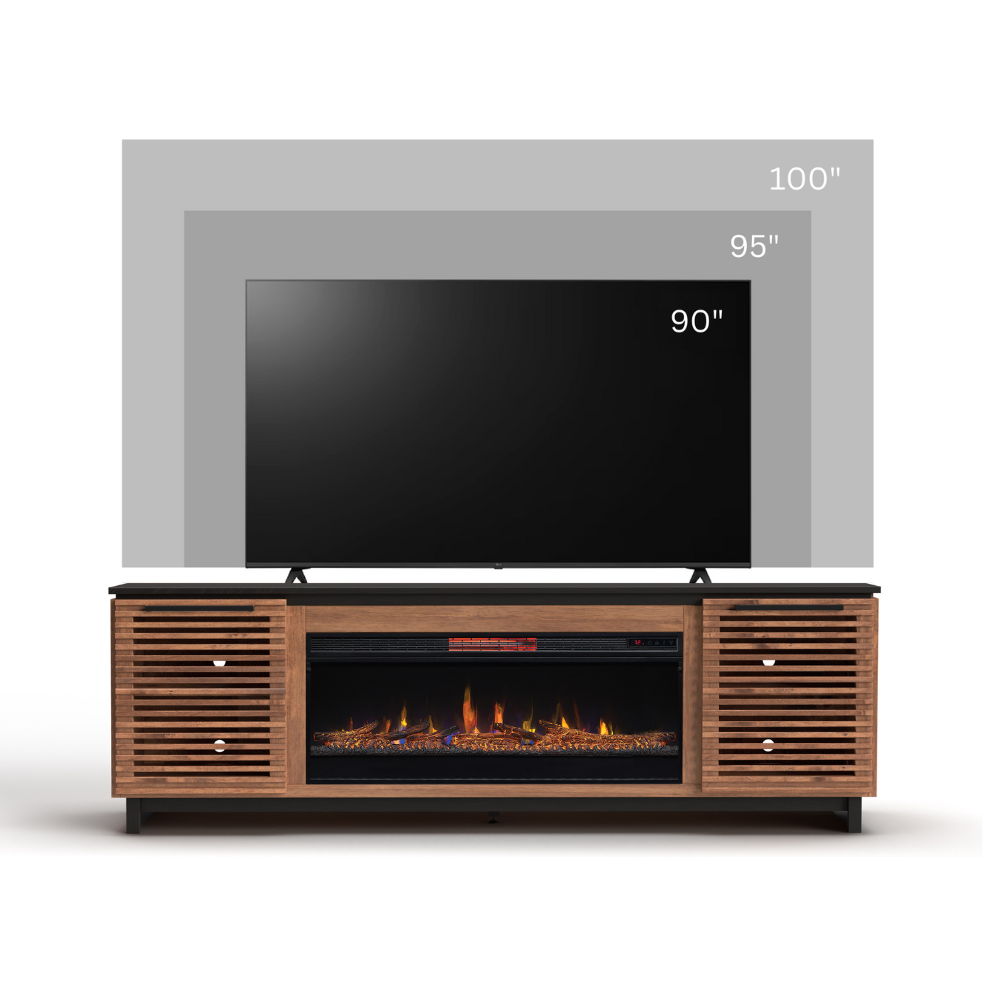 Graceland - Fireplace TV Stand Console For TVs Up To 100" - Black / Bourbon