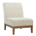 Upholstered Accent Chair - Beige / Walnut