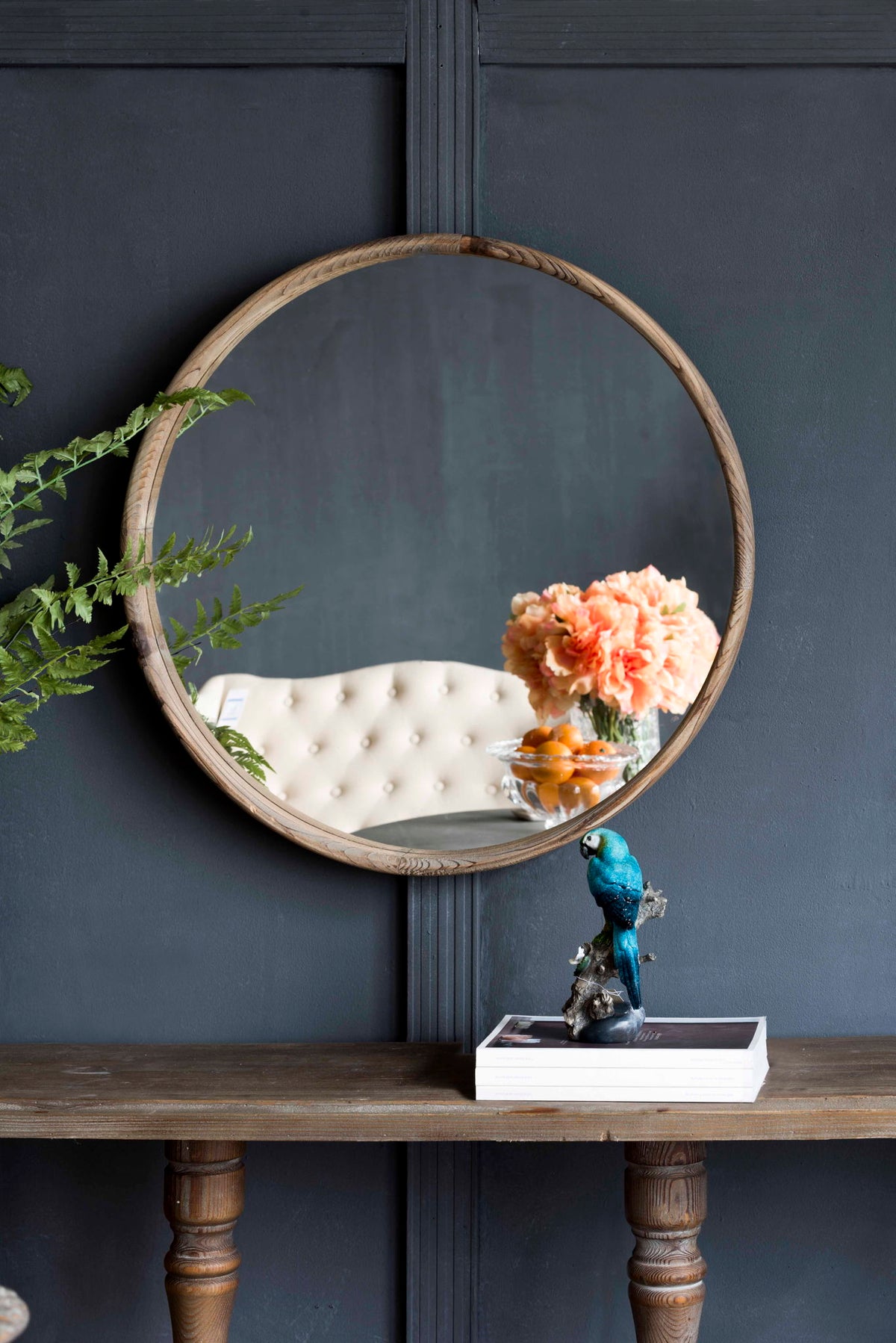 Round Wood Mirror, Wall Mounted Mirror Home Decor For Bathroom Living Room