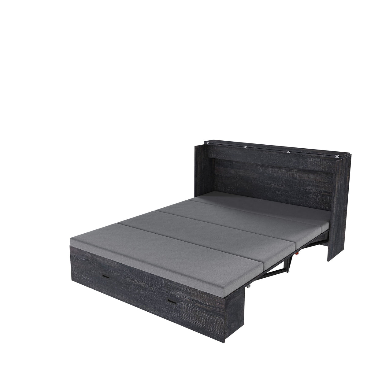 Full Murphy Bed With Storage Drawers, Charging Station, Foldable Panels, And Silent Swivel Wheels