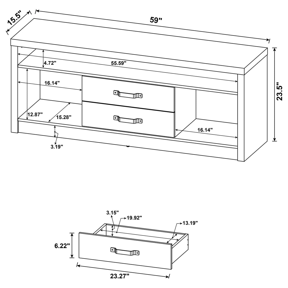 Bergeron - 2 Drawer TV Stand - Driftwood