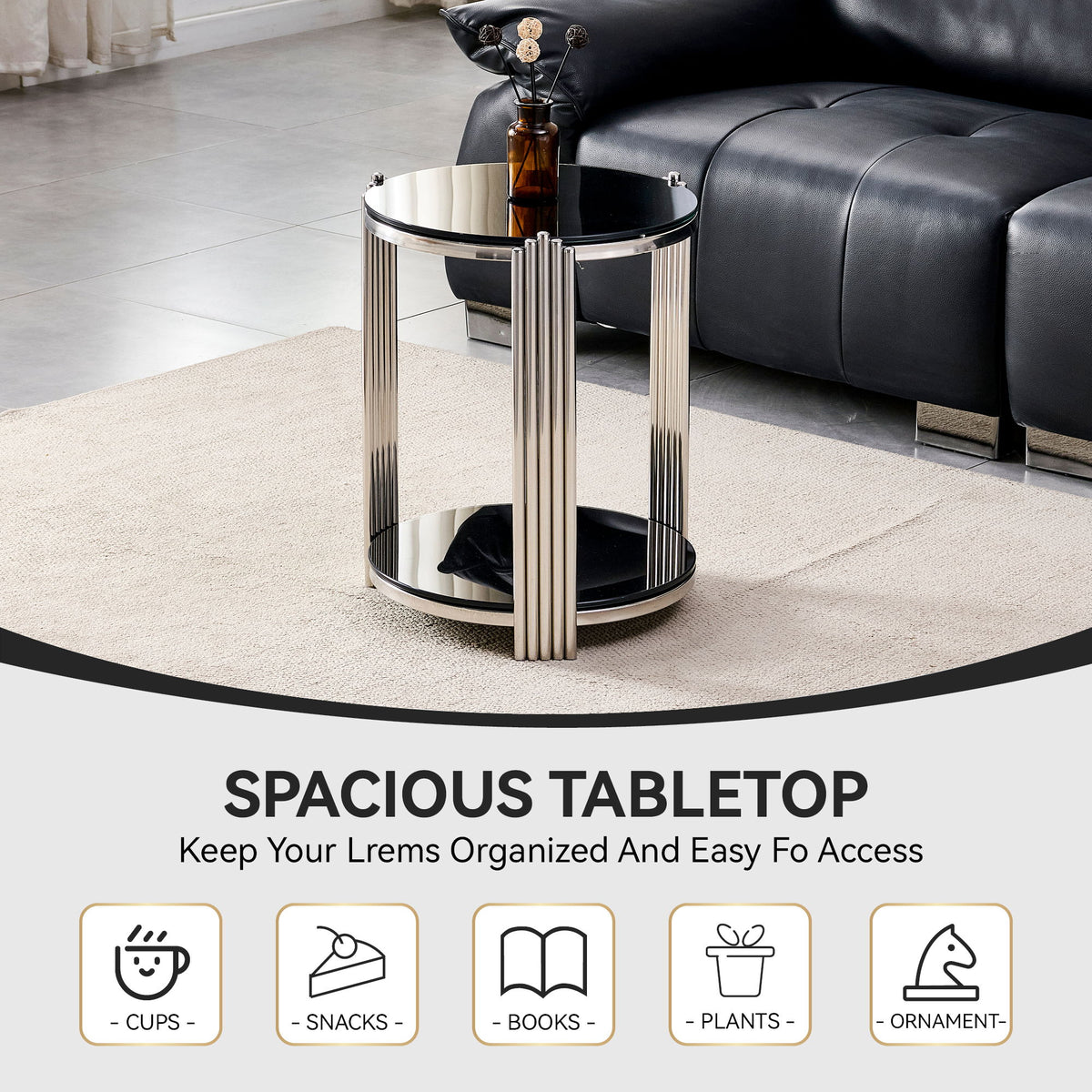 Round Table With Double Layer Storage