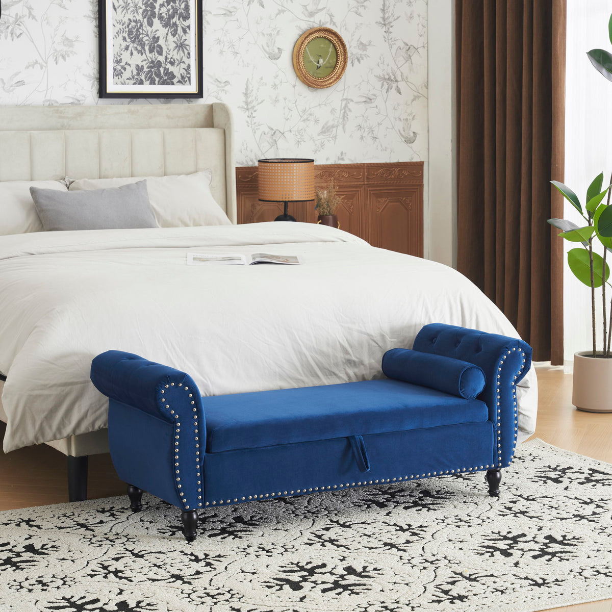 Luxurious Multifunctional Storage Ottoman Bench With Pillow