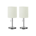 Lighting, Table Lamp, USB Port Included, Nickel, Contemporary (Set of 2)