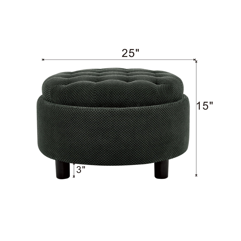 Storage Round Footstool Table Ottoman