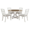 Dining Set With Extendable Round Table And 4 Upholstered Chairs