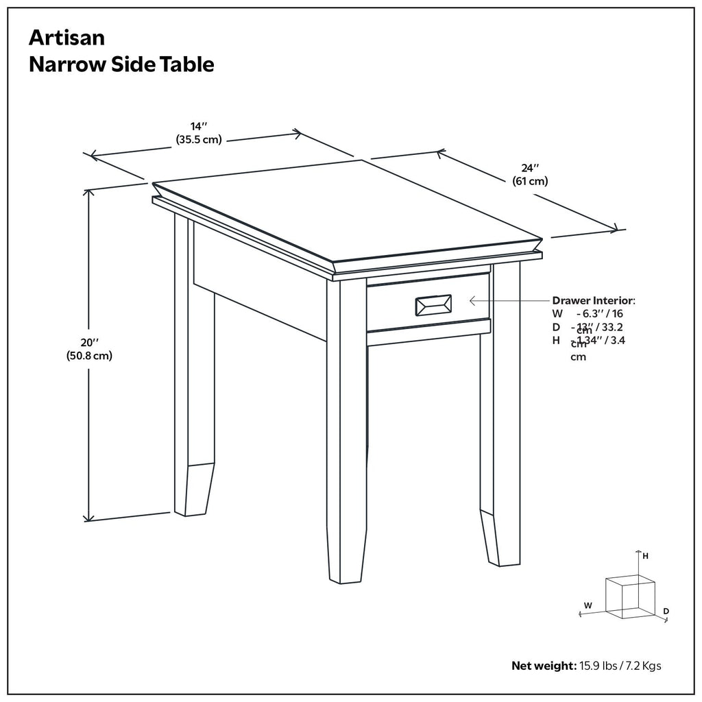 Artisan - Handcrafted Narrow Side Table