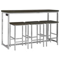 4 Piece Counter Table Set With Built In Power Outlet - Brown