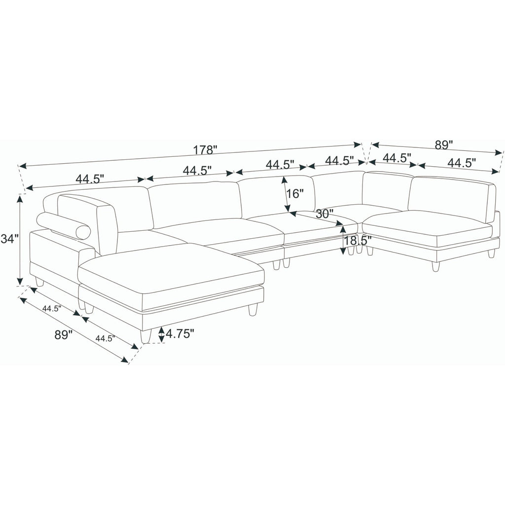 Modern Modular Sectional With Adjustable Back Support