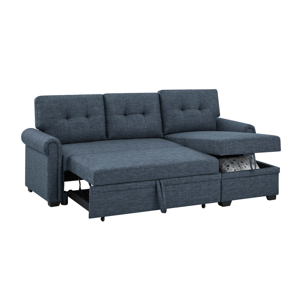 Upholstered Sleeper Sofa With Reversible Storage Chaise