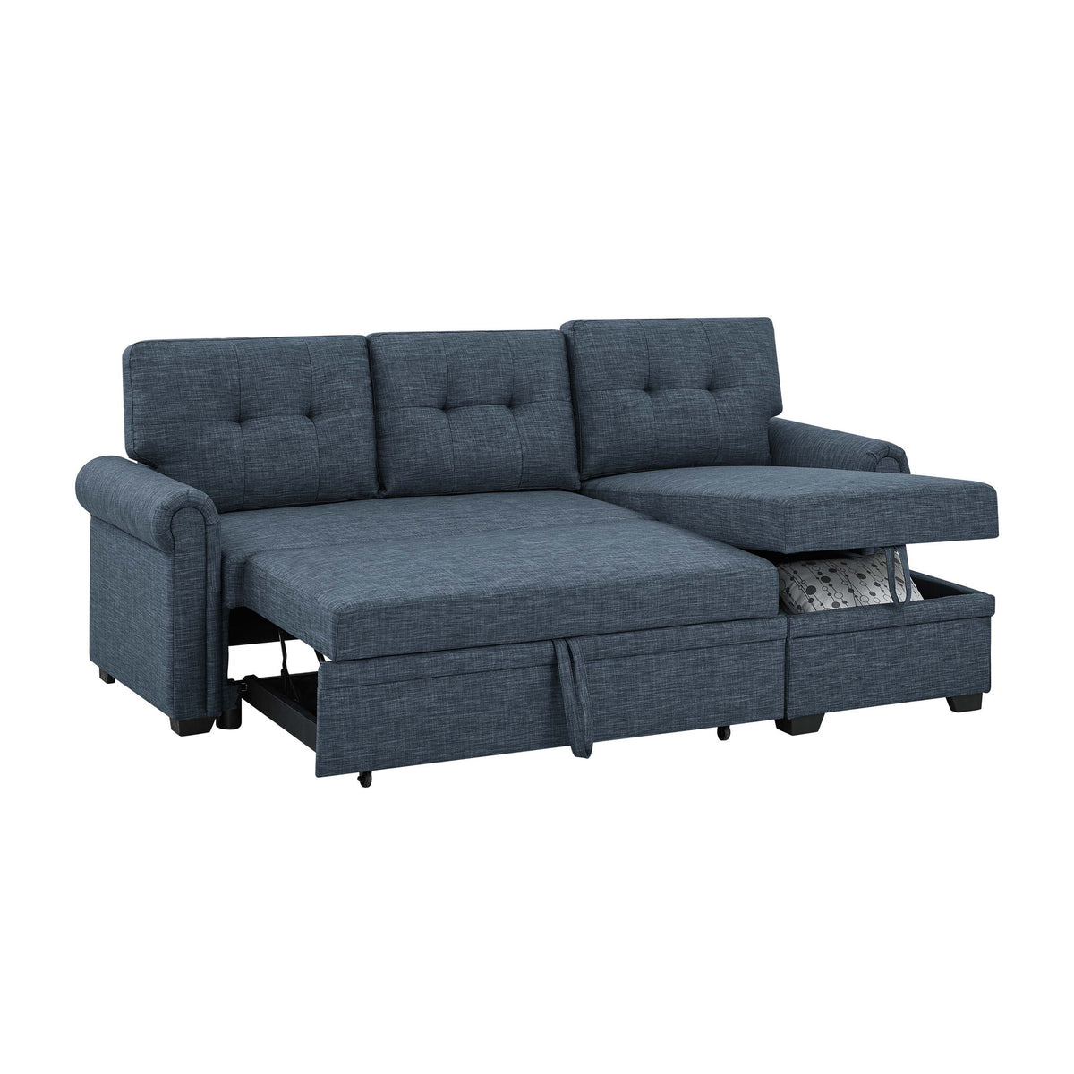 Upholstered Sleeper Sofa With Reversible Storage Chaise