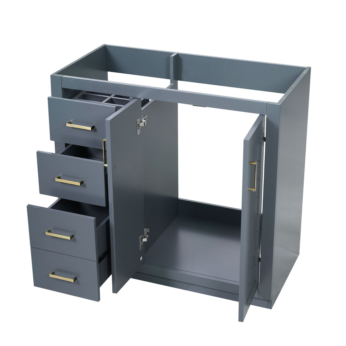 Retro Style Bathroom Vanity, 3 Drawers & Soft Closing Doors