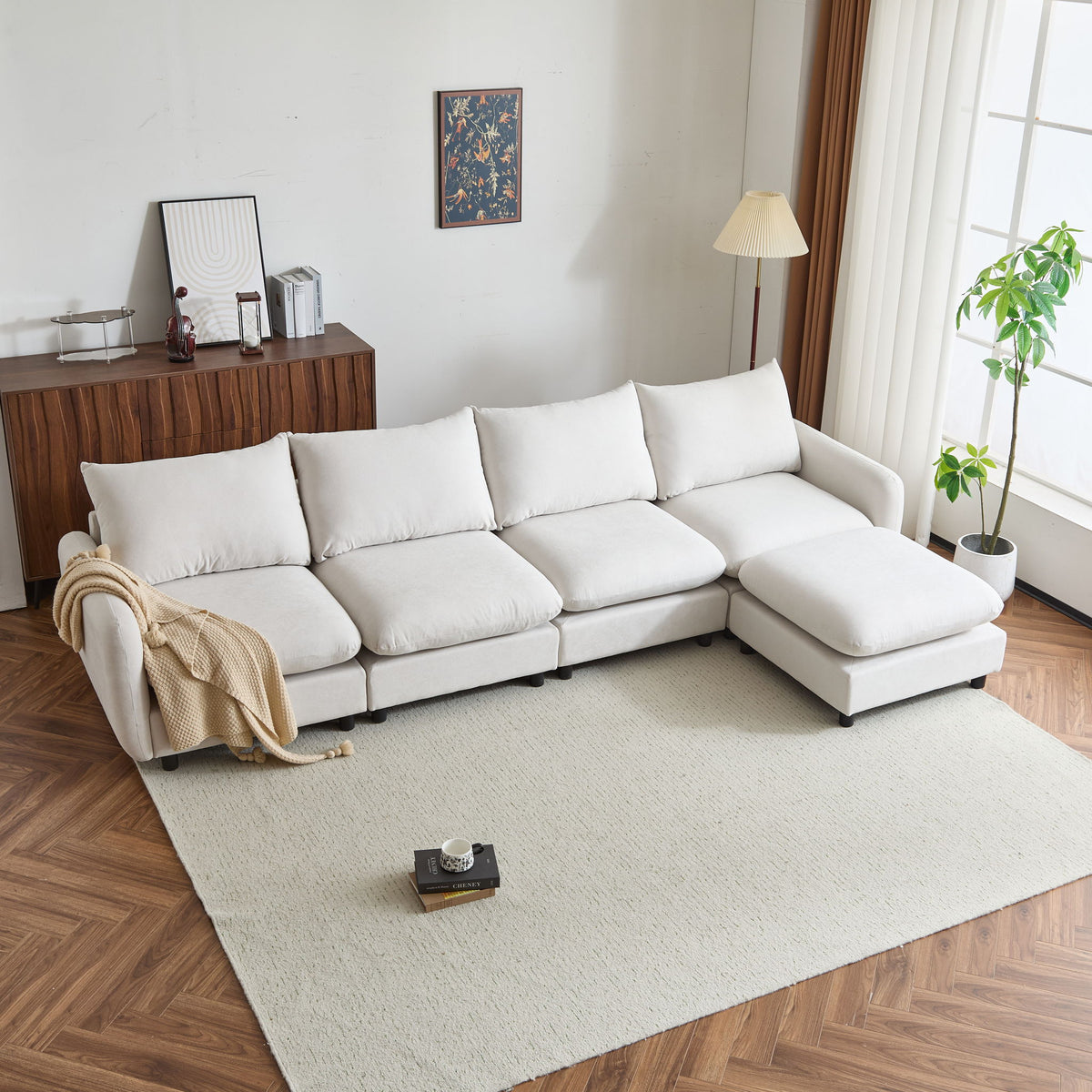 Oversize Modular Free Combination Sectional Sofa Couch With Ottoman For Living Room
