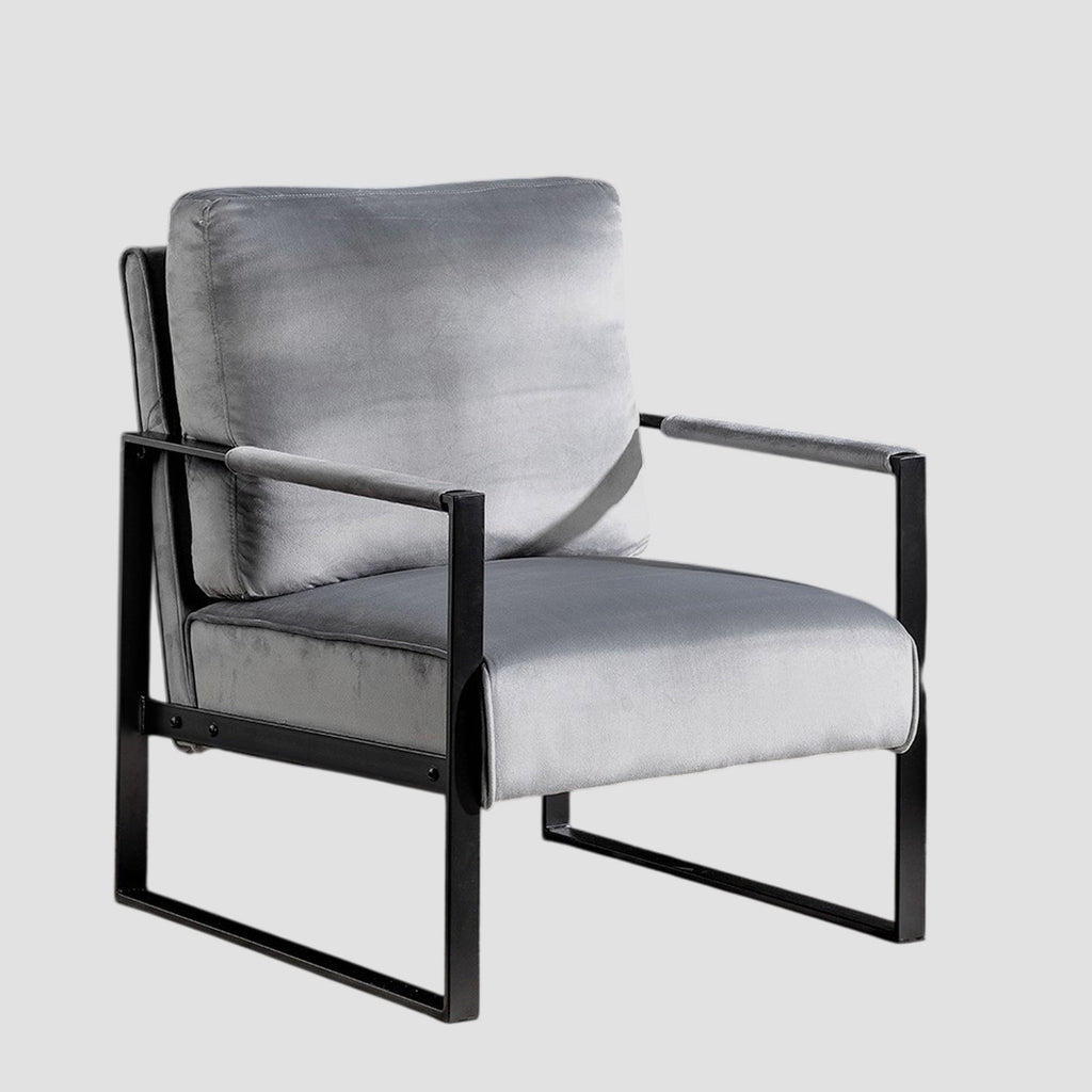 Accent Chair With Durable Square Frame, Armchair Upholstery - Gray