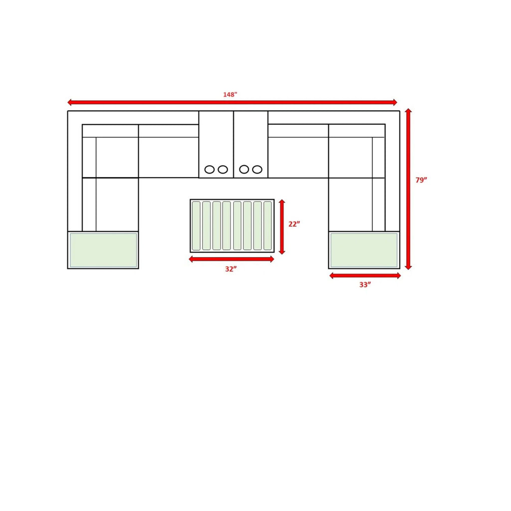 Wicker Sectional Seating Group With Cushions