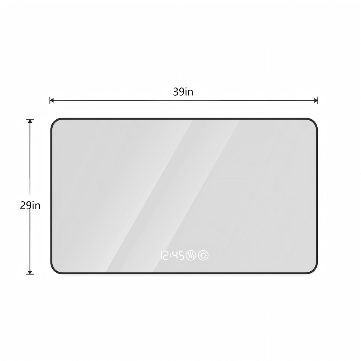 Wall Mirror With Rounded Corners, Temperature Display, Tri-Color Light, Defogging