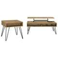 2 Piece Lift Top Coffee And End Table Set With Hairpin Legs - Golden Oak