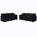 Modern Oversized Deep Seat Luxury 2 Piece Sofa Set With 4 Pillows