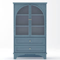 Glass Door Display Case With 2 Drawers And Adjustable Shelf