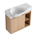 26" Wall Mounted Bathroom Vanity With Sink & Soft Close Door - Oak