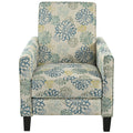 Upholstered Push Back Recliner Chair For Living Room - Blue