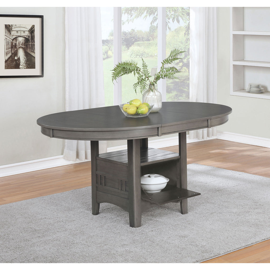Lavon - Oval Extension Leaf Dining Table With Built In Storage - Gray