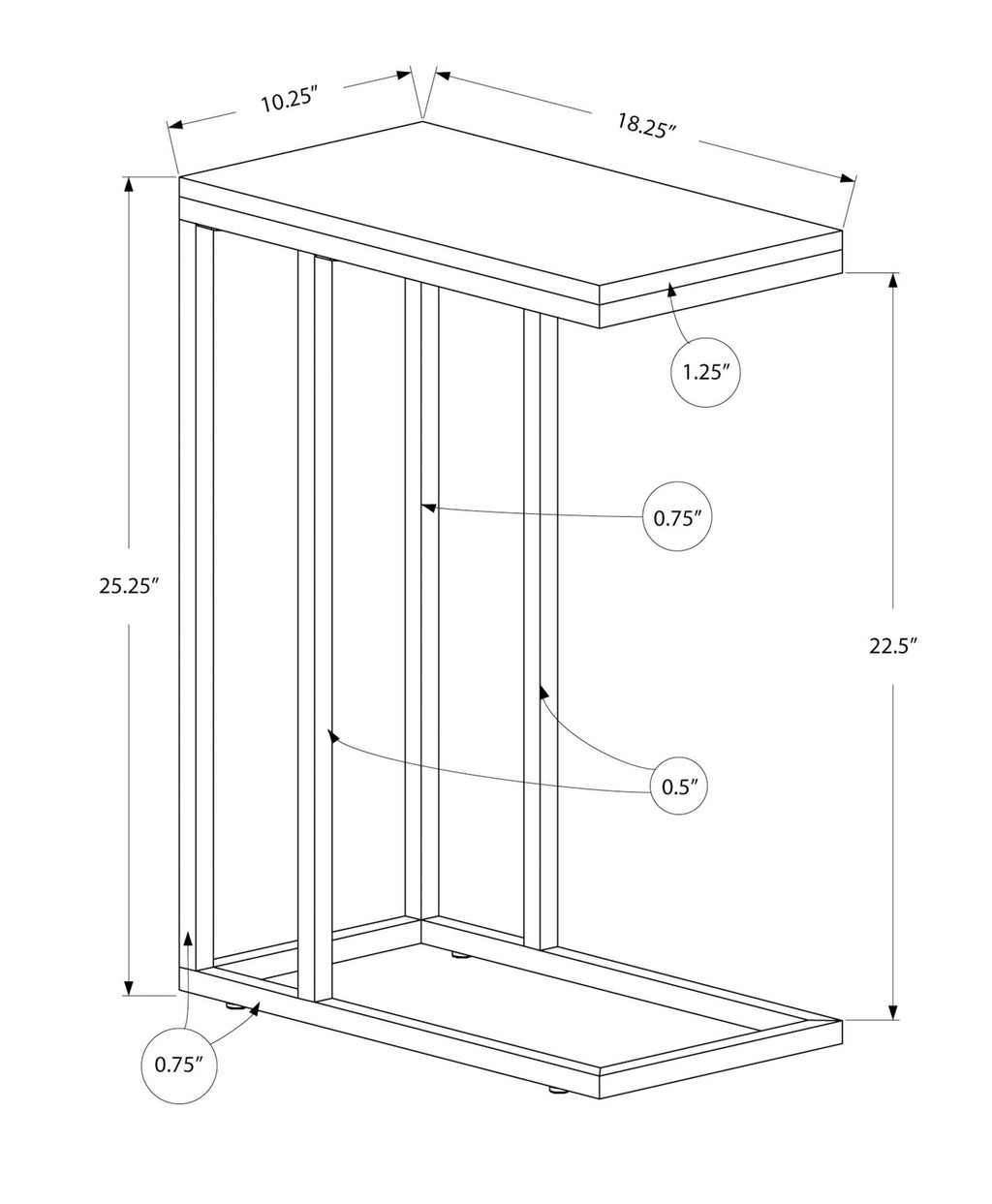 Accent Table, C - Shaped, Tempered Glass, Stylish Design Contemporary & Modern
