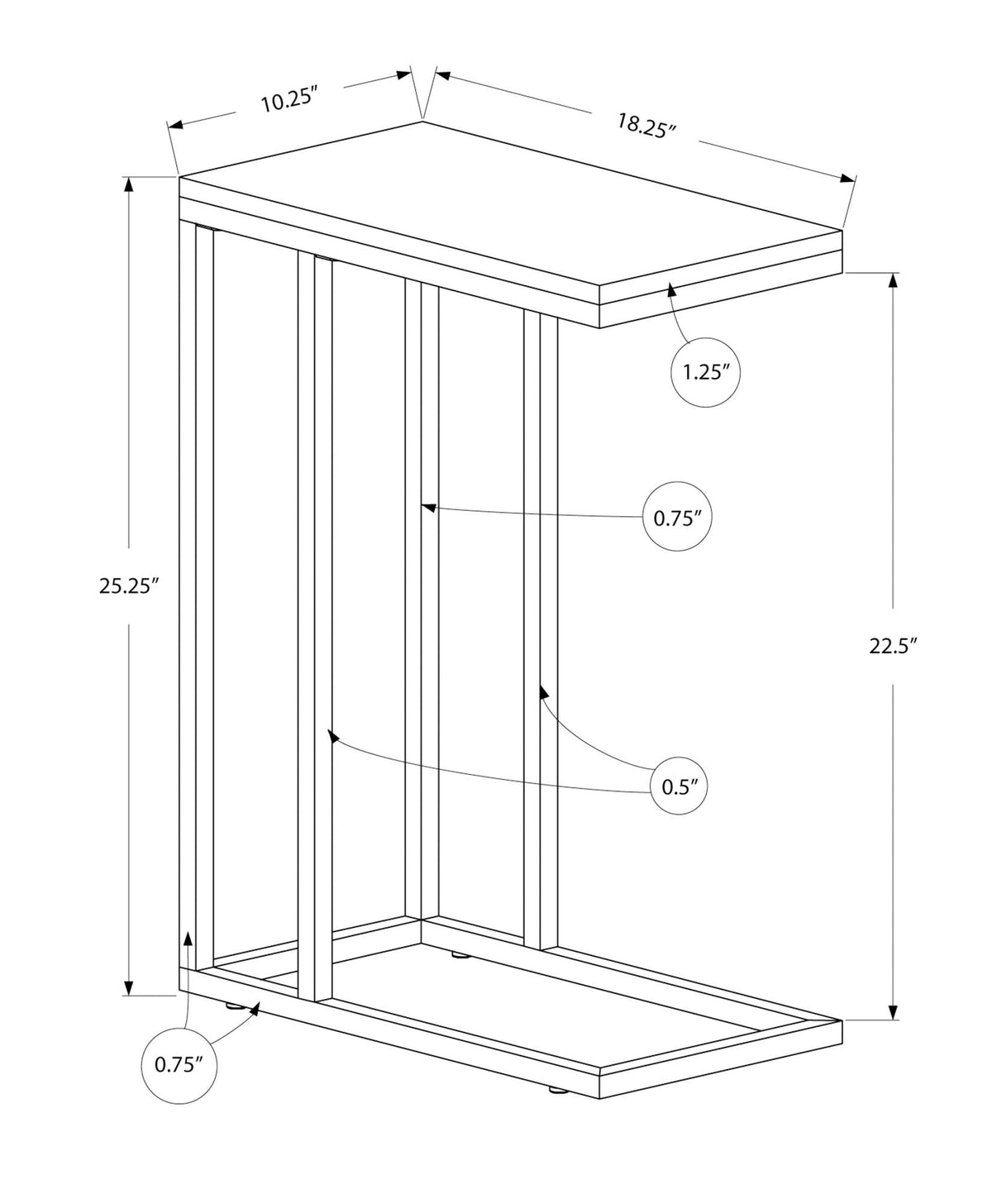 Accent Table, C - Shaped, Tempered Glass, Stylish Design Contemporary & Modern