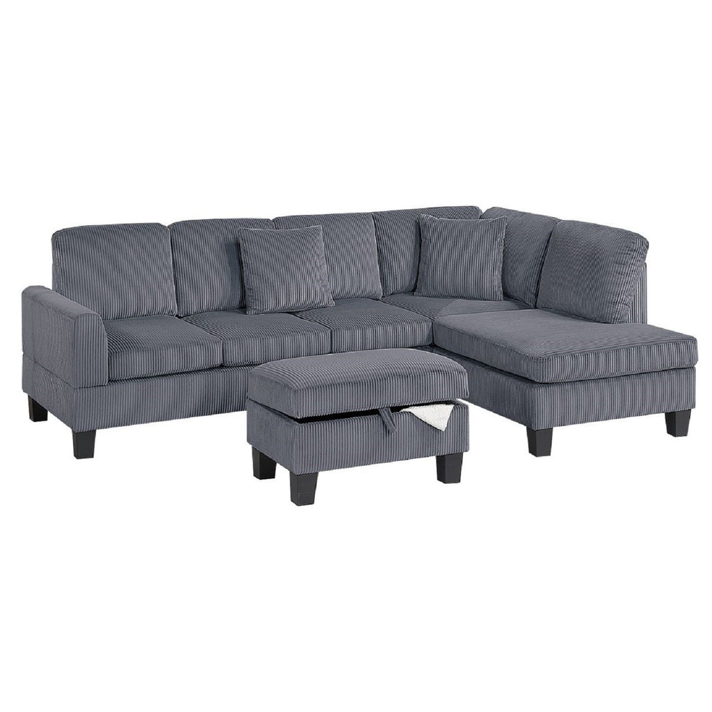 Sectional Sofa With Storage Ottoman And Pillows