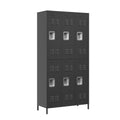 6 Door Lockers With Lock For Secure Storage - Black