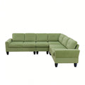 Modular L - Shaped Sectional Sofa, 6 Seater, 4 Piece Couch With Chaise - Green