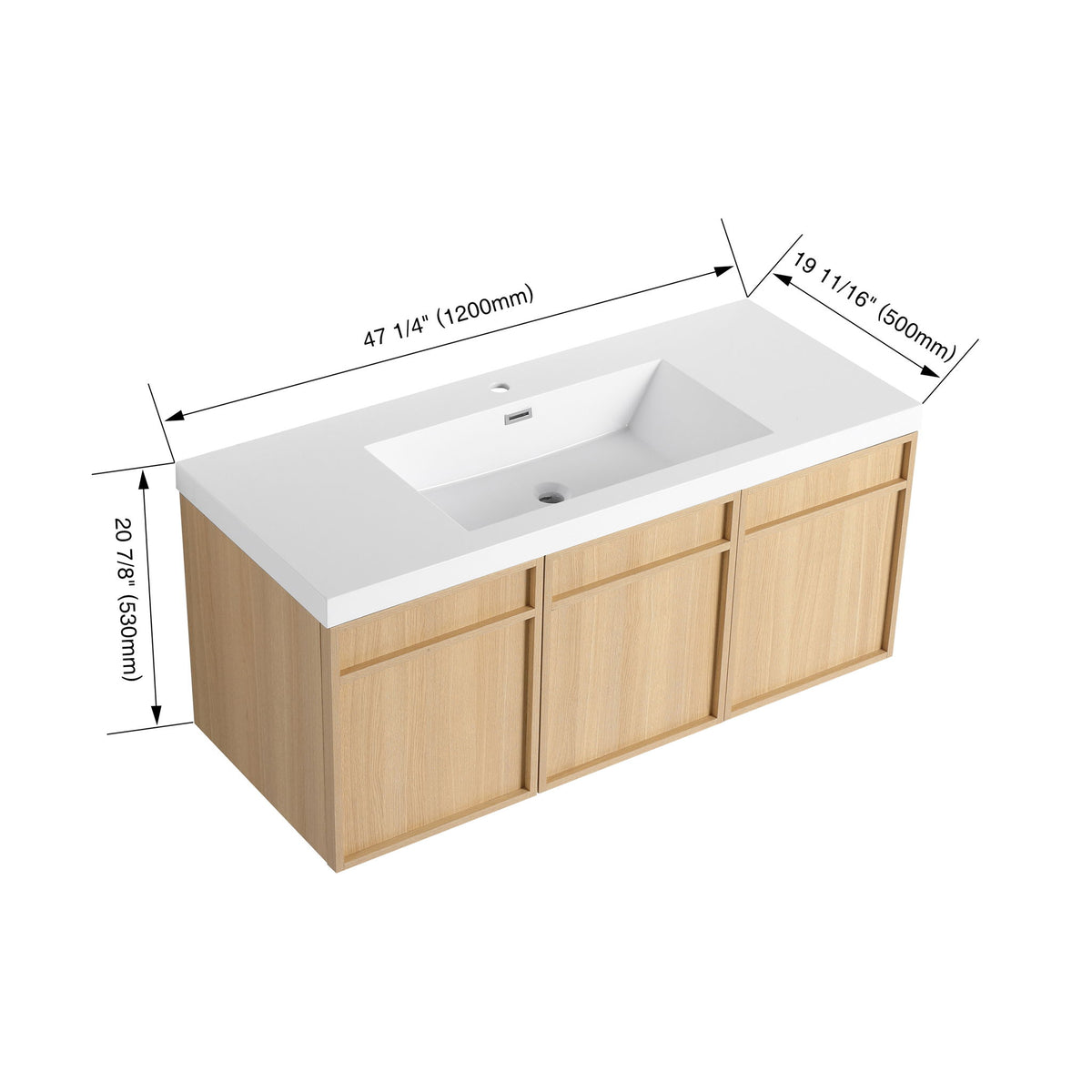 Wall-Mounted Bathroom Vanity With Resin Sink And Soft Closing Doors