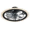 21" Caged Ceiling Fan With Dimmable LED Light And Remote Control, Low Profile Flush Mount Fan - Matte Black