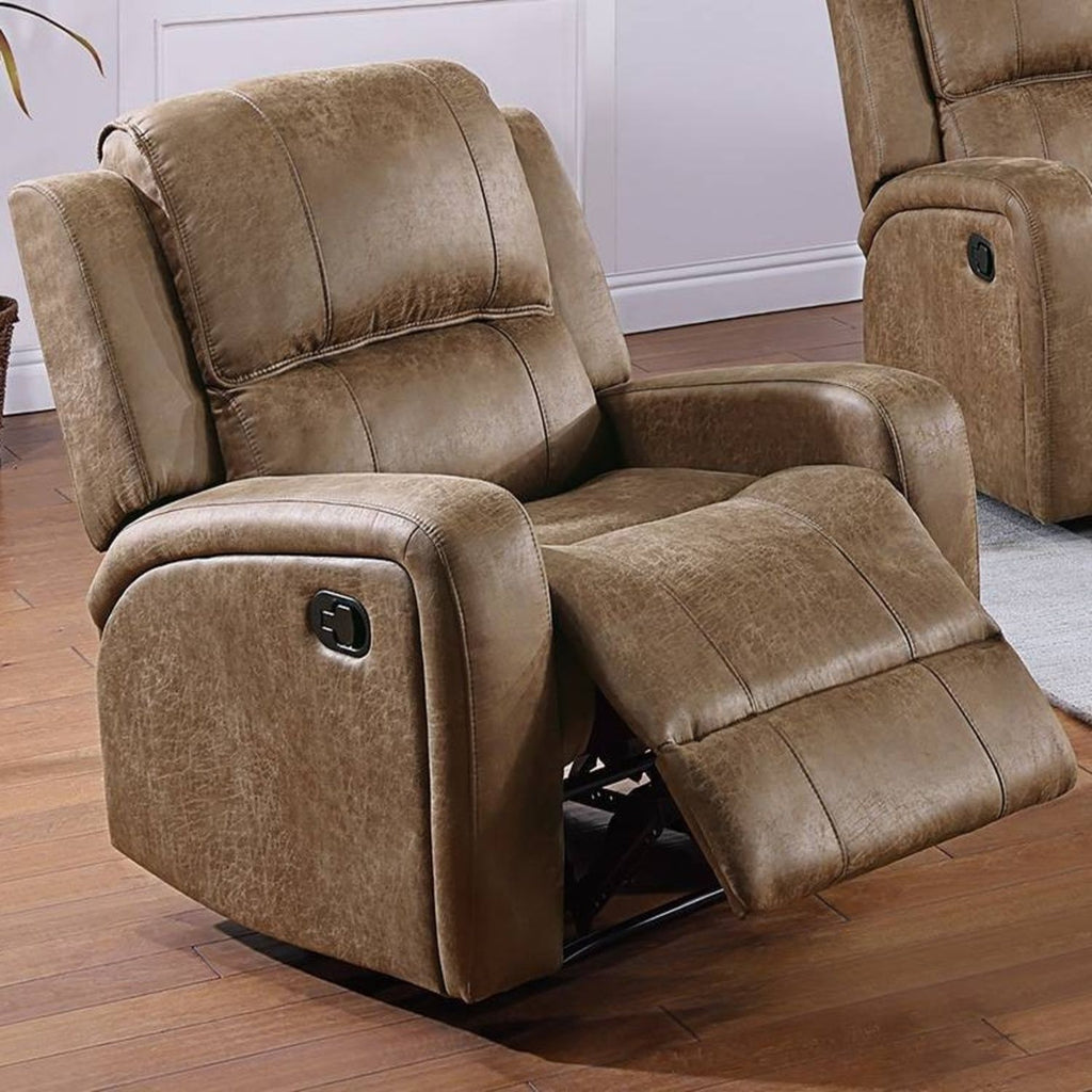 Modern Style Manual Recliner With Square Arms And Tufted Design