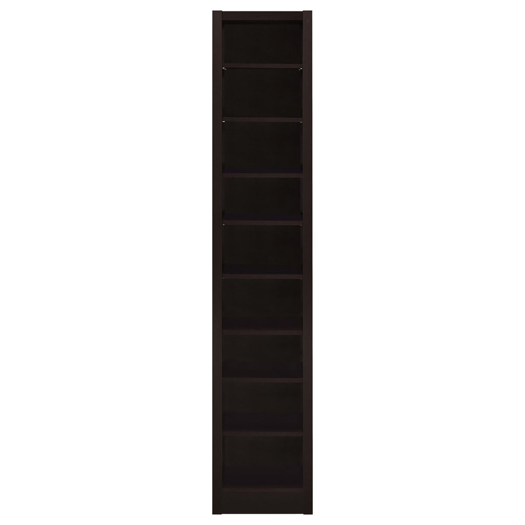 Rectangular Bookcase Tall Slim Storage With 9 Shelves - Brown