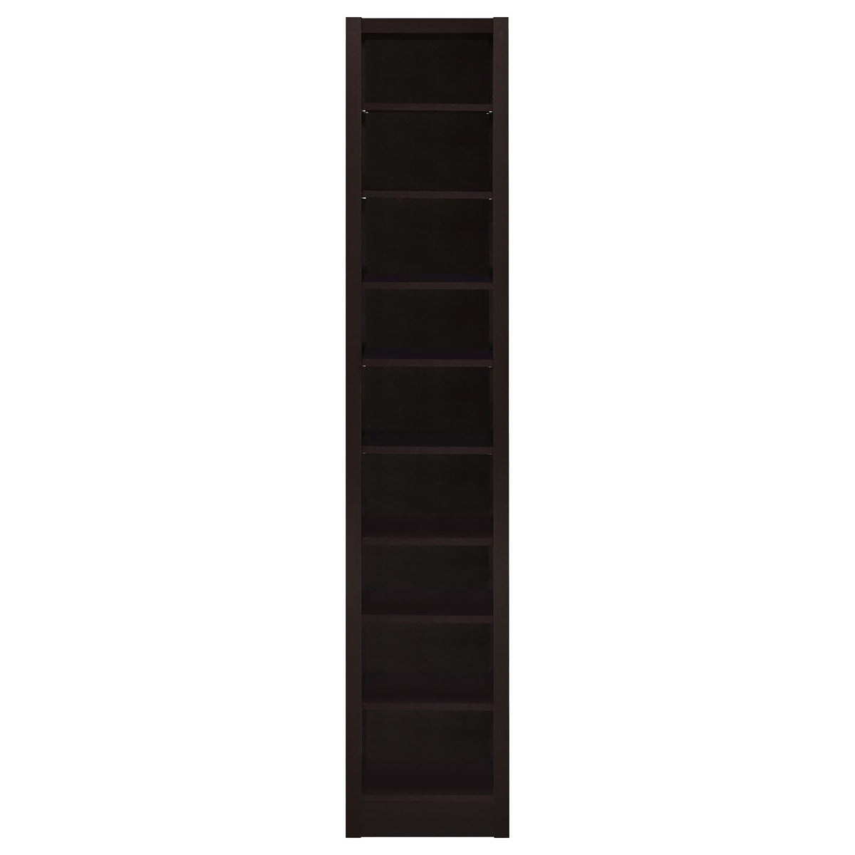 Rectangular Bookcase Tall Slim Storage With 9 Shelves - Brown