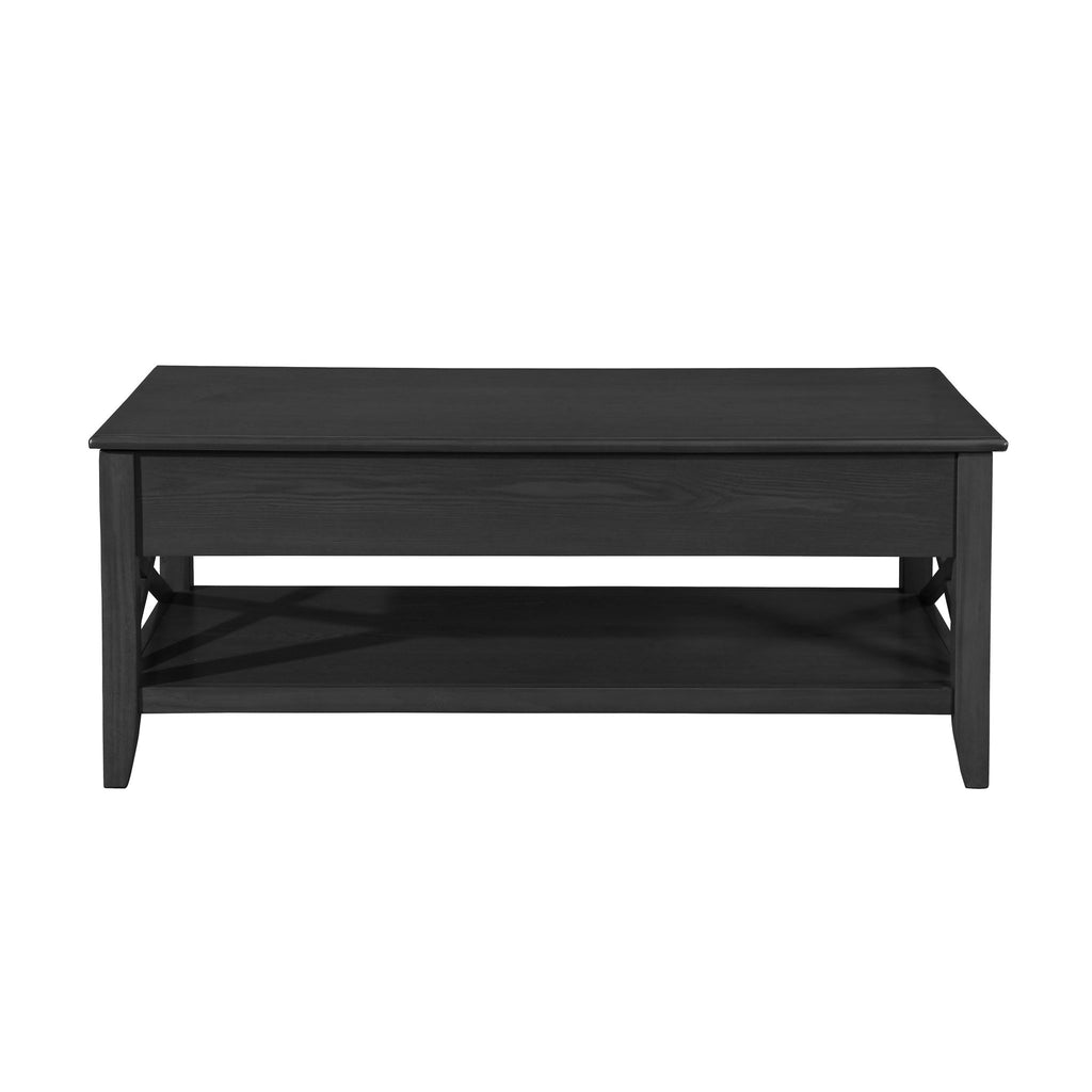 Decatur - Farmhouse Lift Top Coffee Table With Storage - Black / Ash