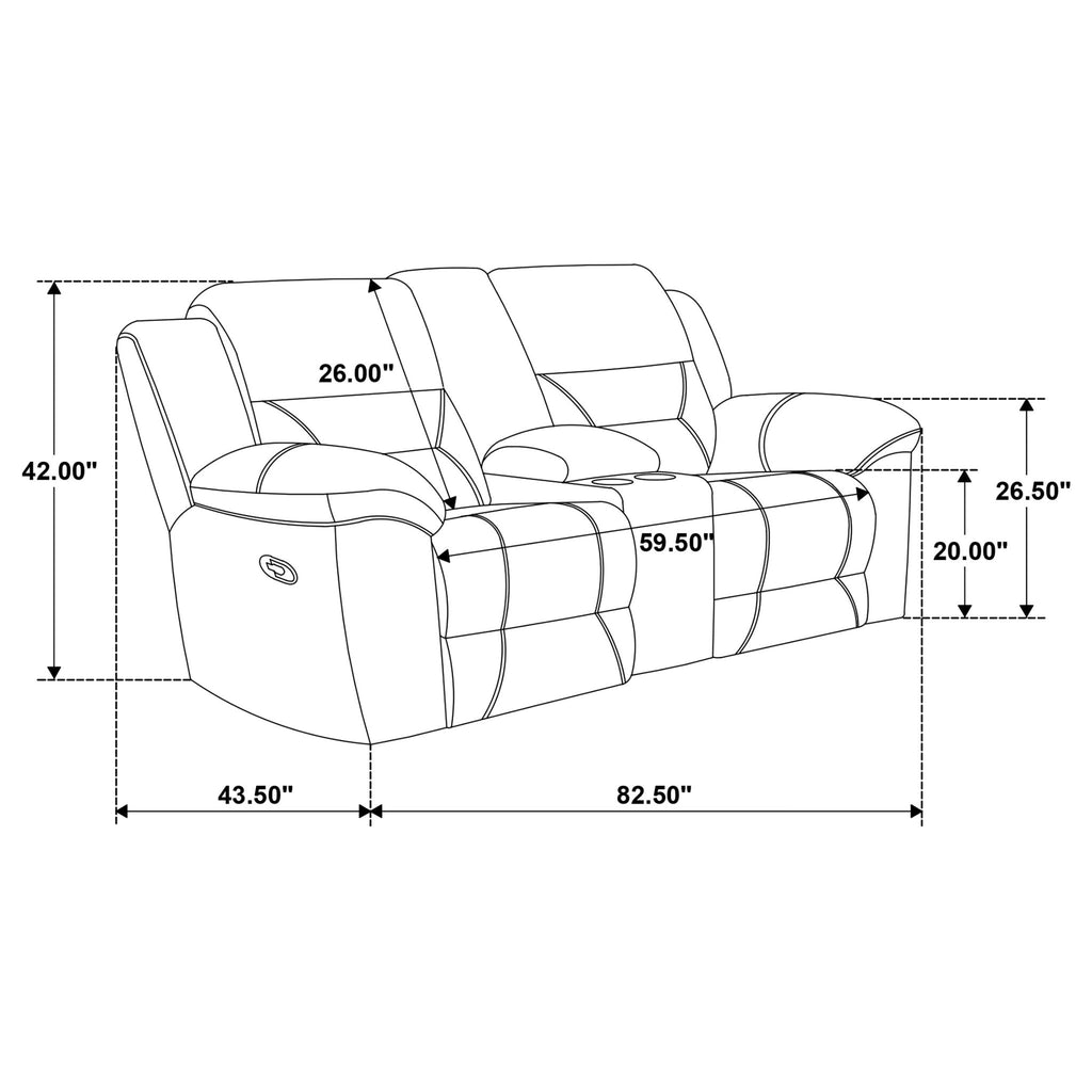 Sebring - Upholstered Manual Reclining Loveseat With Center Storage Console - Gray